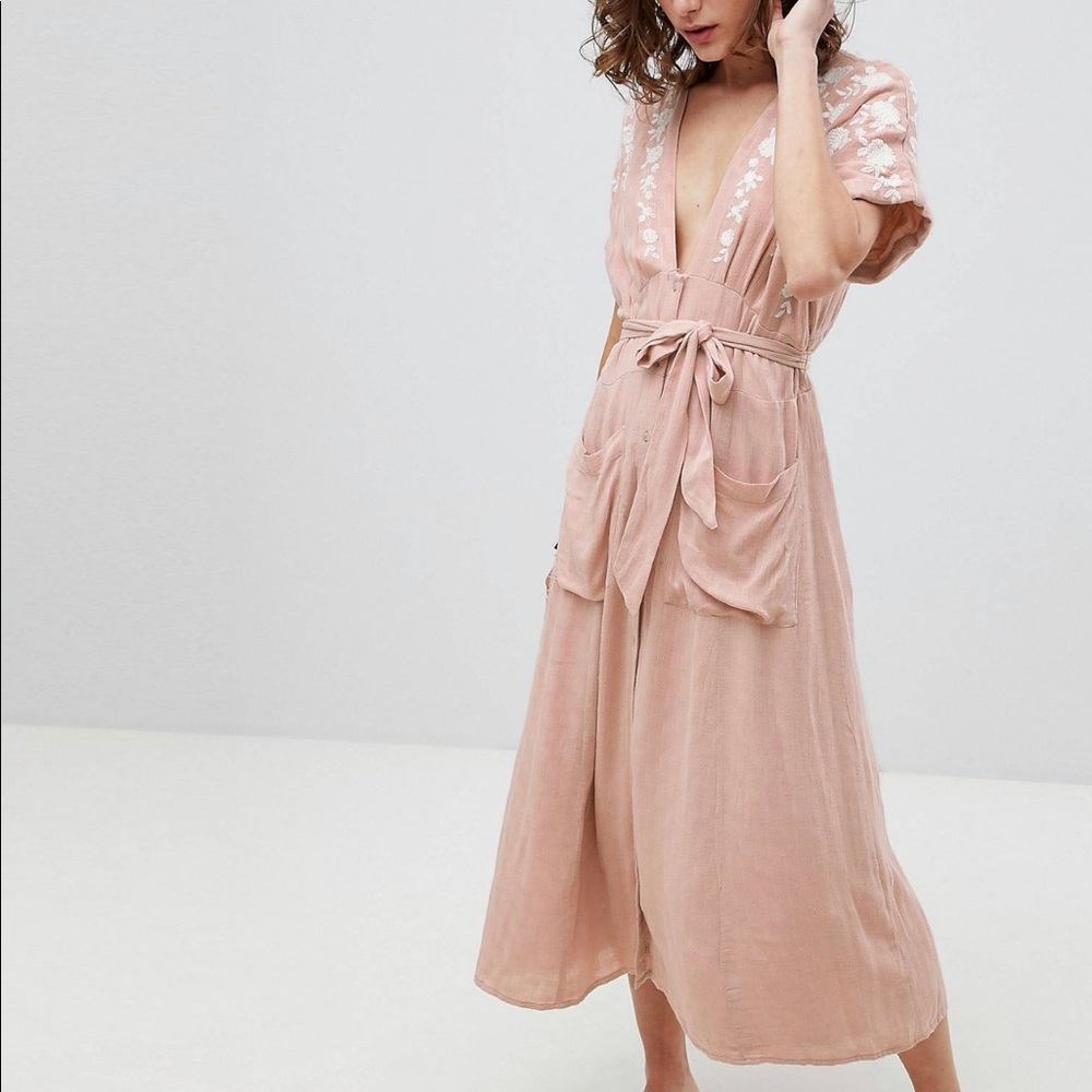 Free People Love To Love You Midi Dress - dust pink/ size M